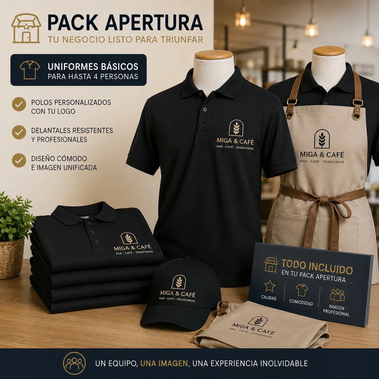 Uniformes personalizados incluidos en el Pack Apertura